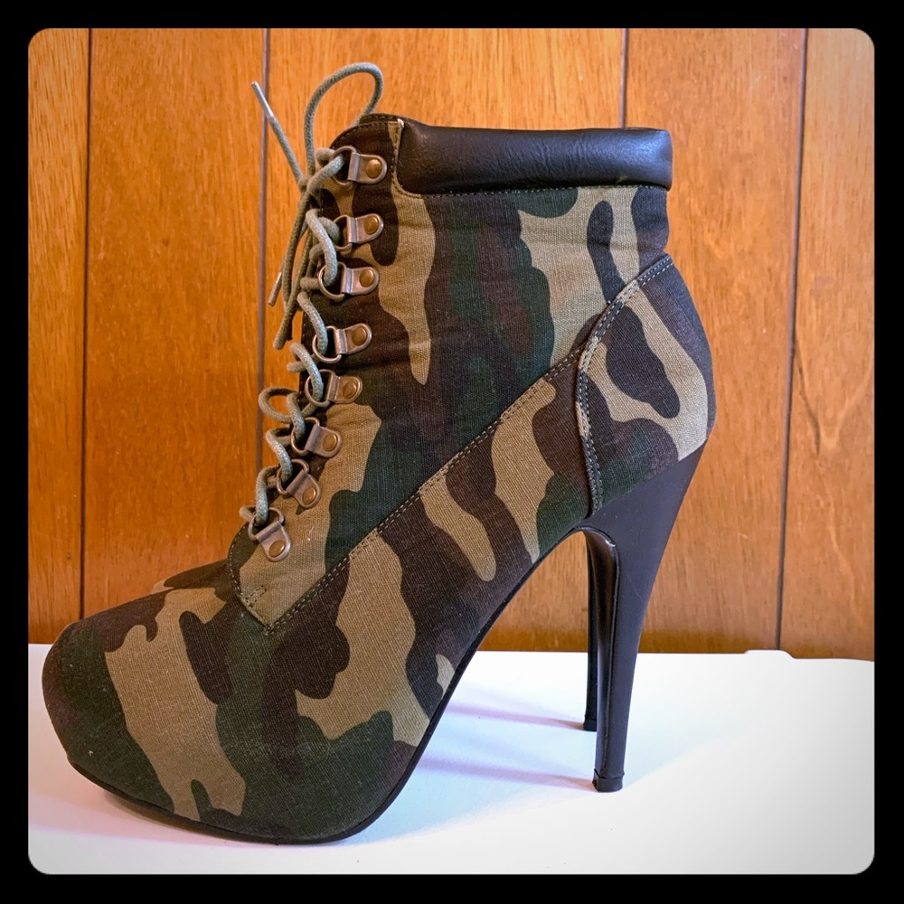 Army fatigue High Heel Boots